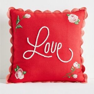 Anthropologie Embroidered Love Pillow